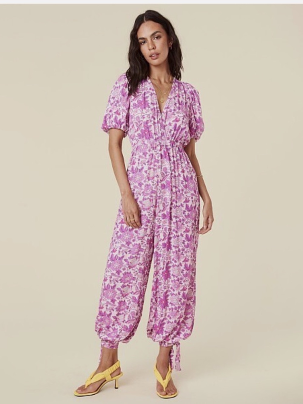 Spell Pink Floral V-Neck Jumpsuit - Picture 15 of 16